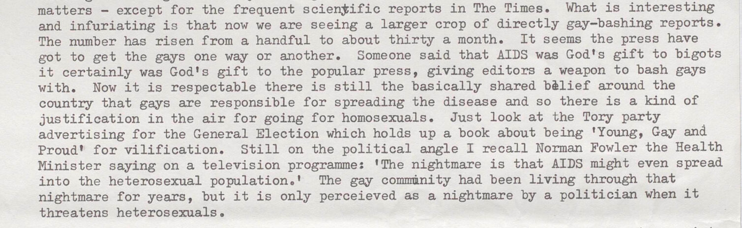 A black and white document with typed text discussing reports on health, community, and public perceptions
