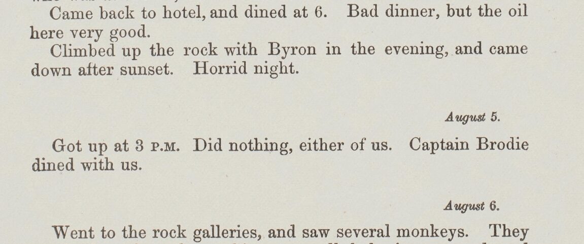Text from a historical journal detailing activities from August 5 and 6