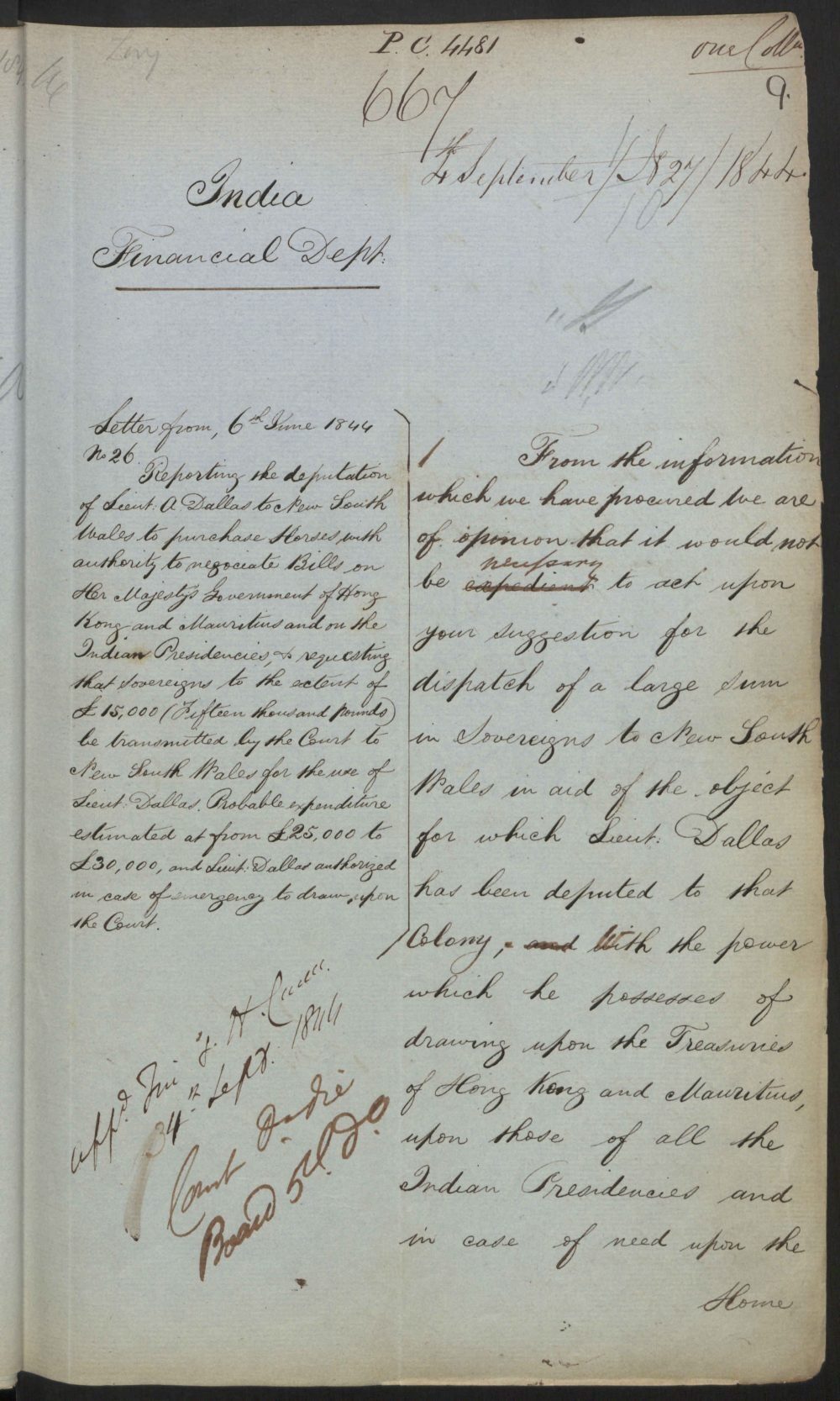 A handwritten letter with various notes, dates, and signatures on the page