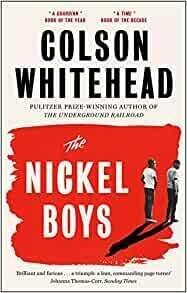 Book cover of 'The Nickel Boys' by Colson Whitehead, featuring two figures in silhouette