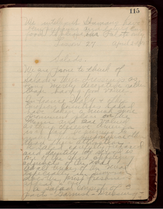 A handwritten page in a notebook with faded text and a date at the top