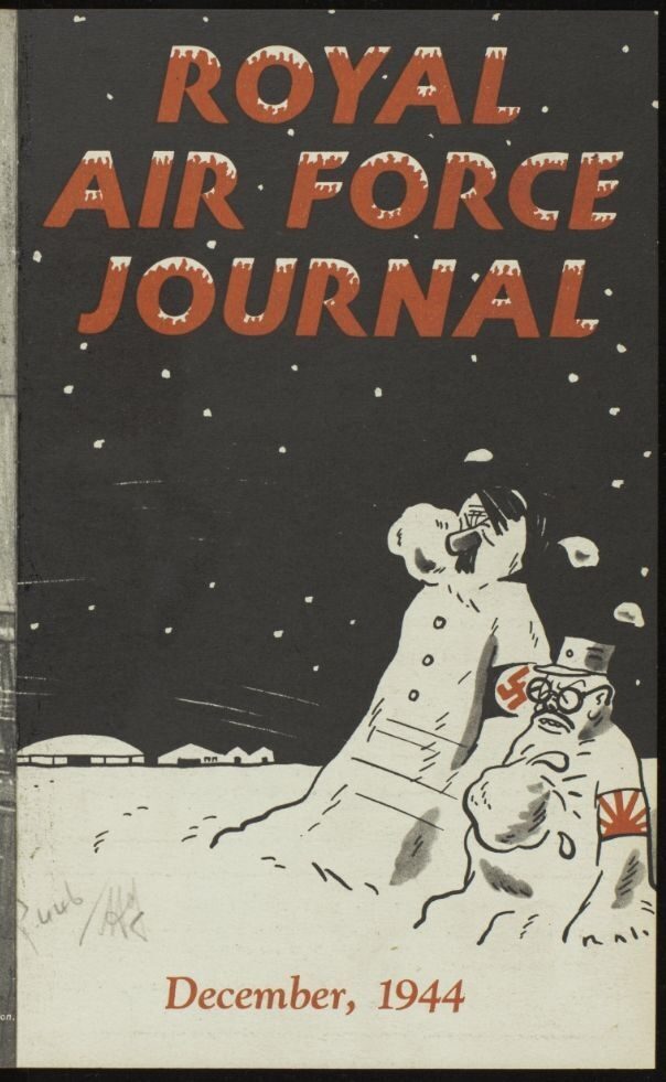 Cover of Royal Air Force Journal, December 1944, with snowmen and winter theme
