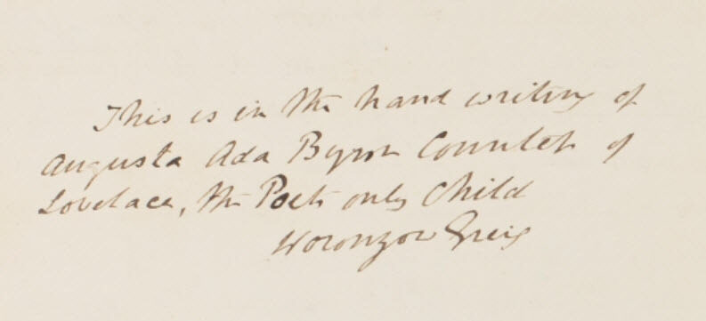 Handwritten text noting the author’s name and details about their writing
