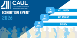 Graphic for CAUL exhibition event dates 16 June in Wellington 18 June in Melbourne 19 June in Sydney 2026