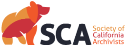 A colourful bear logo next to 'SCA Society of California Archivists'.