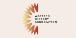 A half sun with a red to orange gradient with 'Western History Association' in the centre.