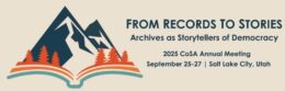 Graphic with mountains and trees, promoting the 2025 CoSA Annual Meeting in Salt Lake City.