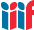 Colorful logo with blue and red elements, resembling three figures beside each other.