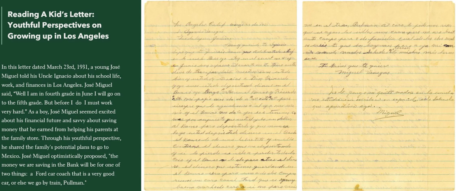A handwritten letter on yellowed paper with visible lines. The letter discusses a boy's life and family