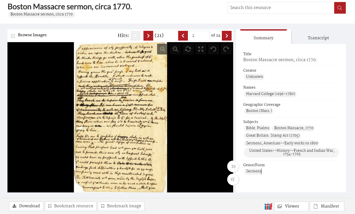 Boston Massacre sermon 1
