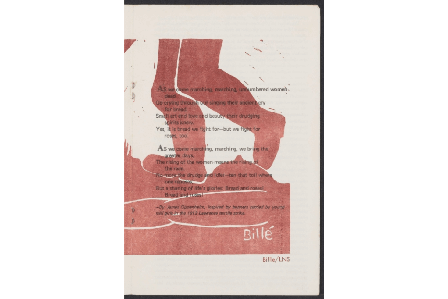 An artistic illustration of feet in red tones with a poem written in white above