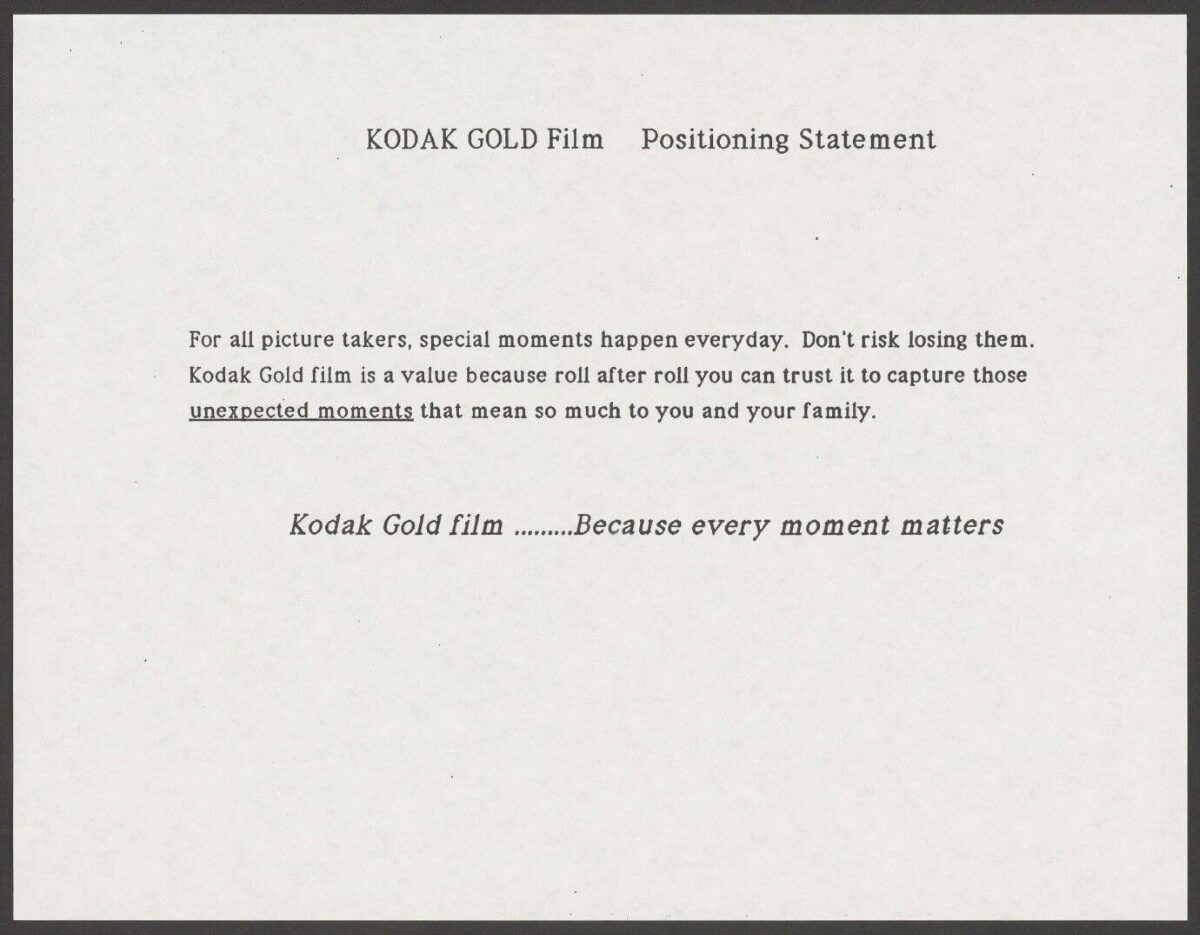 Text about Kodak Gold film highlighting its value for capturing special moments.