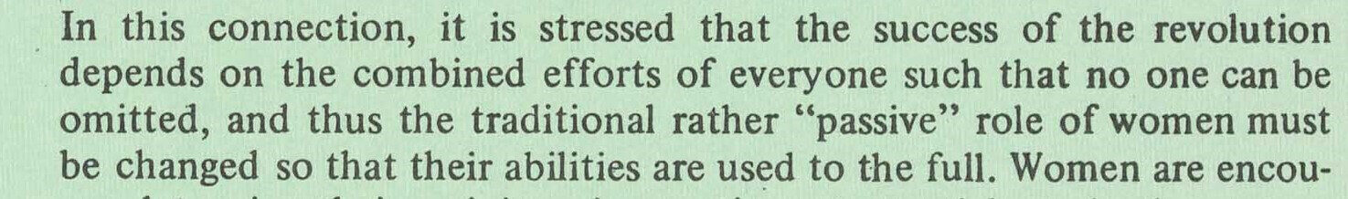 Text discussing the importance of women's active roles in a revolution.