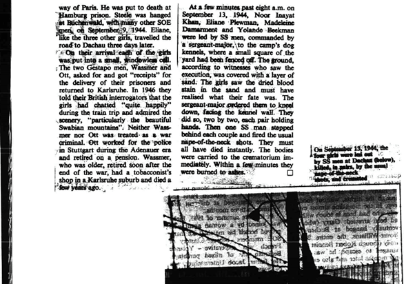 Text from a historical document about WWII executions, detailing events of September 13, 1944.