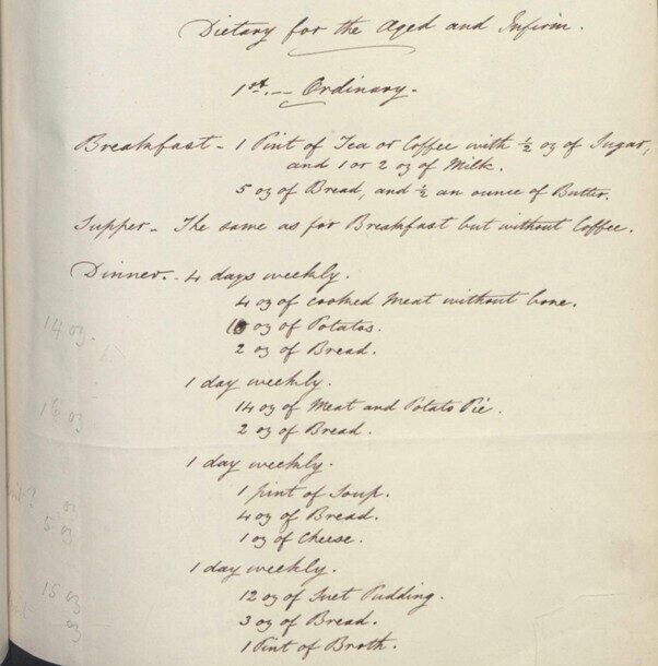 A handwritten dietary proposal for better diets.