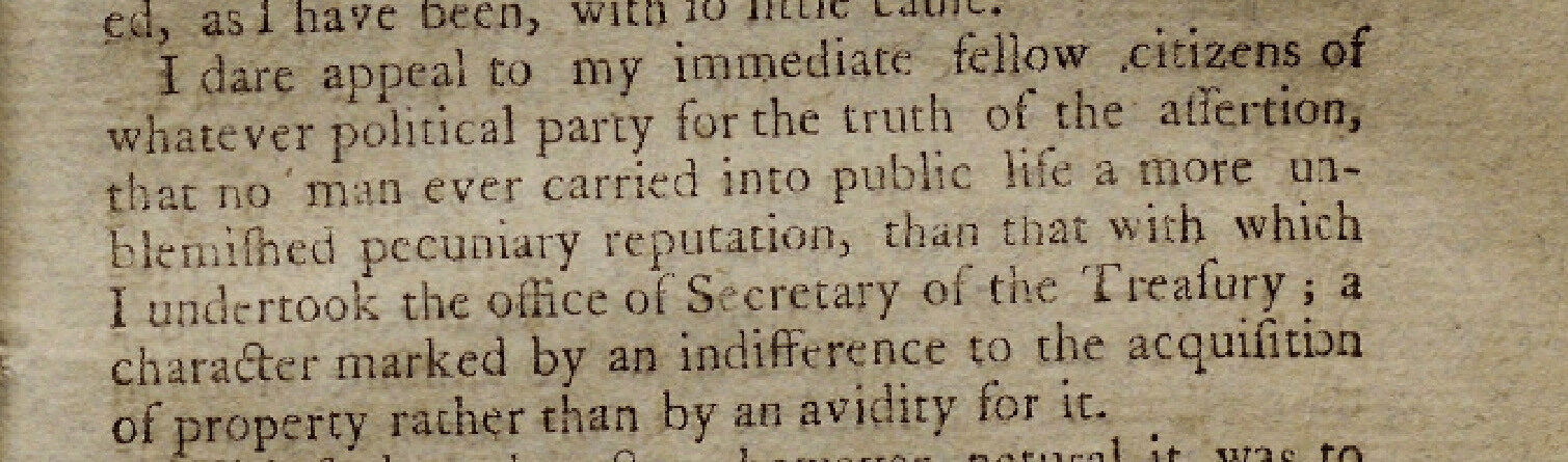 A close-up of a historical document with text discussing the role of the Secretary of the Treasury
