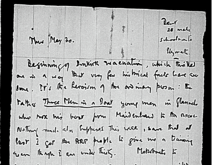 A handwritten note dated May 30 discussing vaccination and experiences