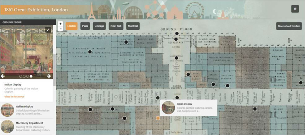 An interactive floorplan from an official catalogue of exhibition halls.