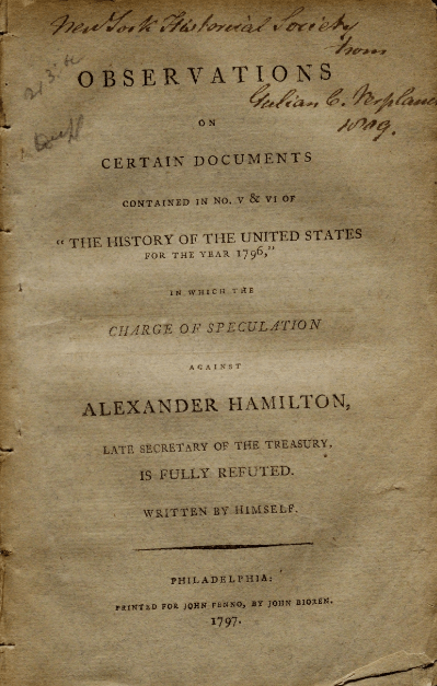 Alexander Hamilton and the Reynolds Pamphlet AM