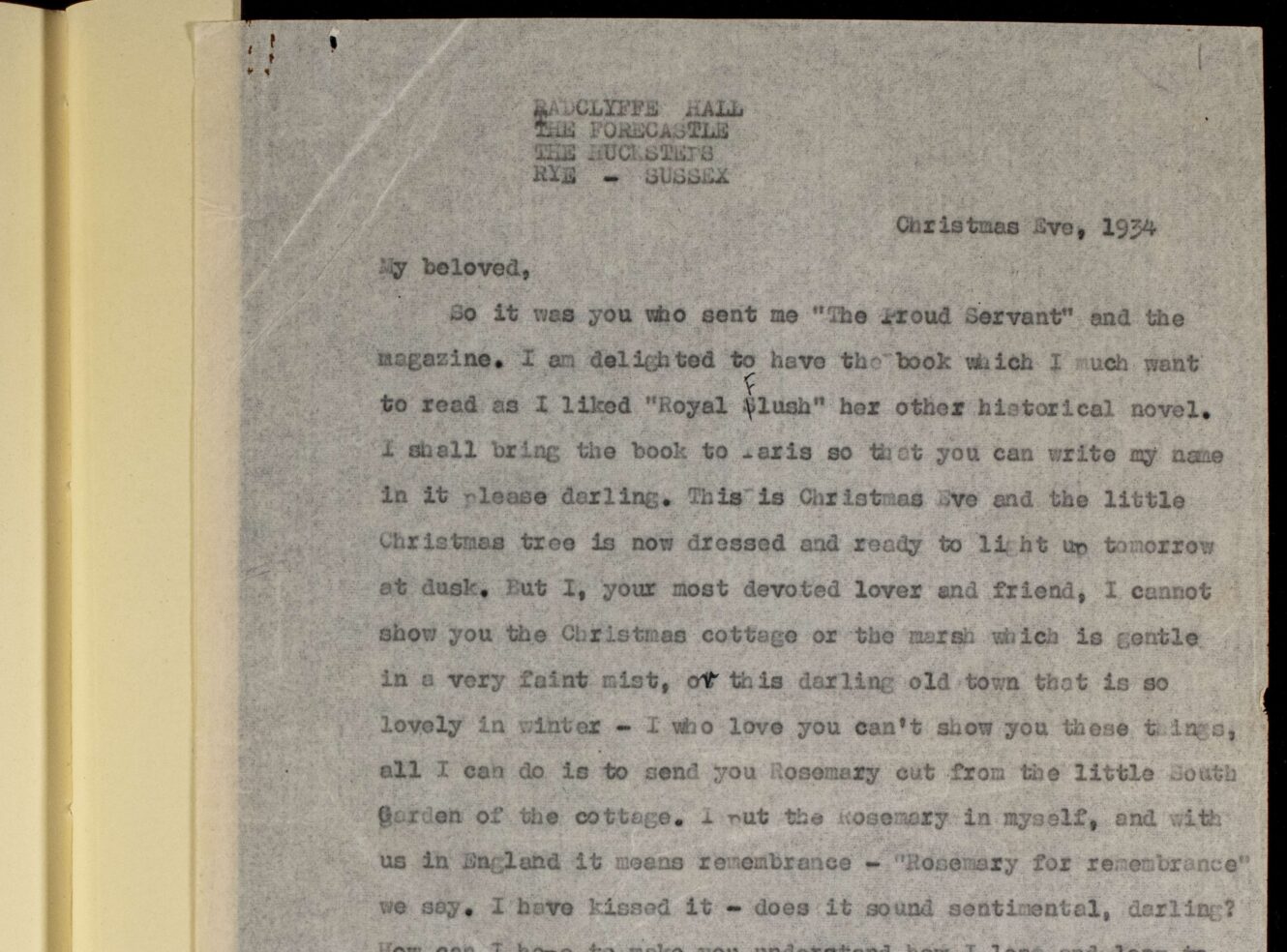 A typewritten letter dated December 10, 1929, on faded paper
