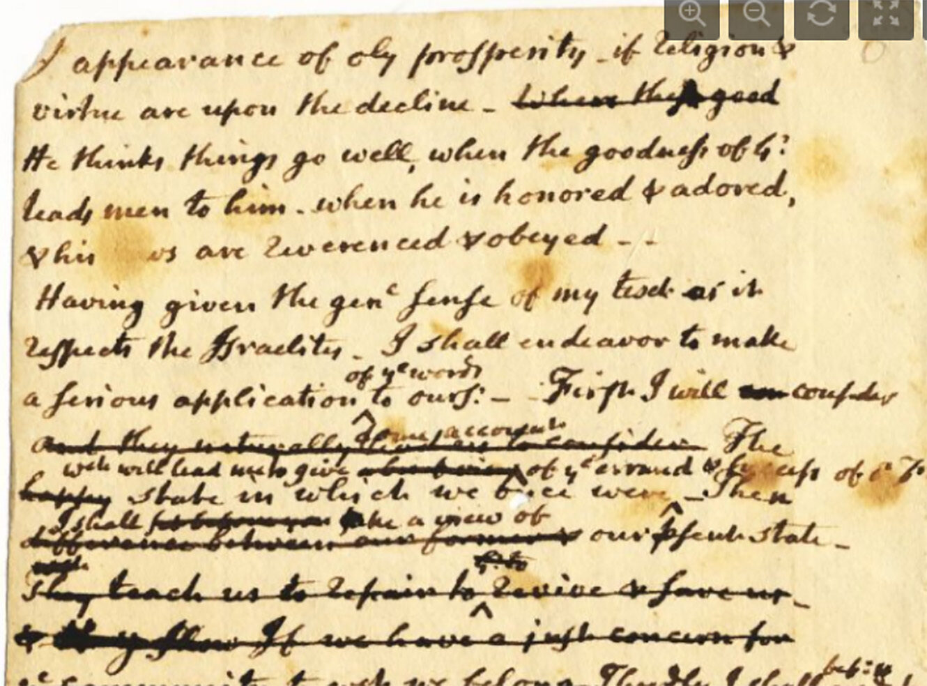 A handwritten document with yellowed paper, showing faded ink and corrections.