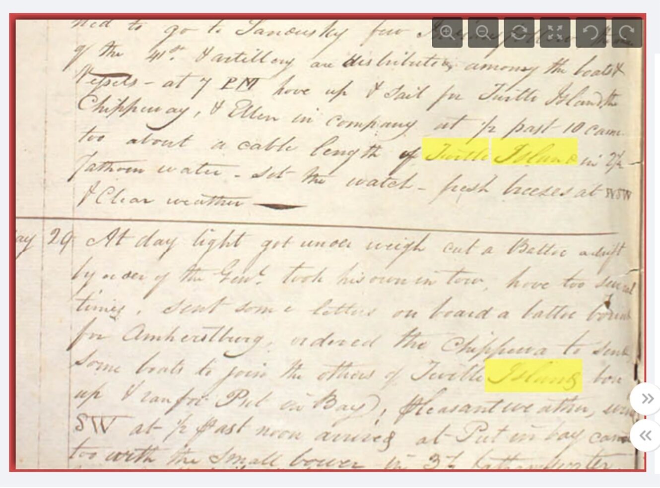 Handwritten page of notes with yellow highlights on certain words and phrases, showing old script.