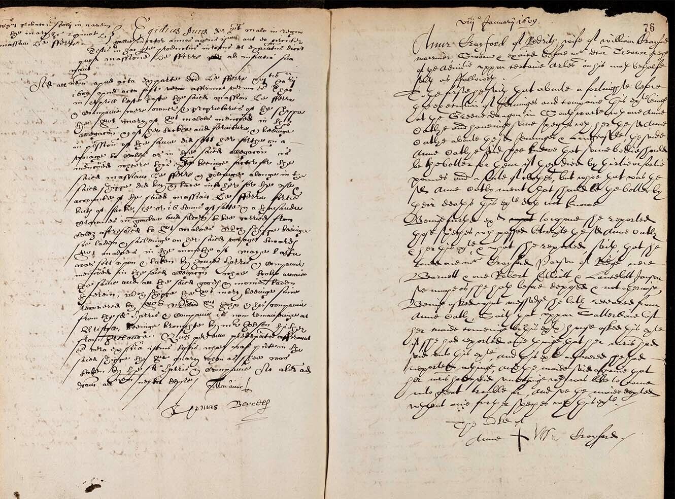 Two handwritten pages of a historical document with dense cursive writing.