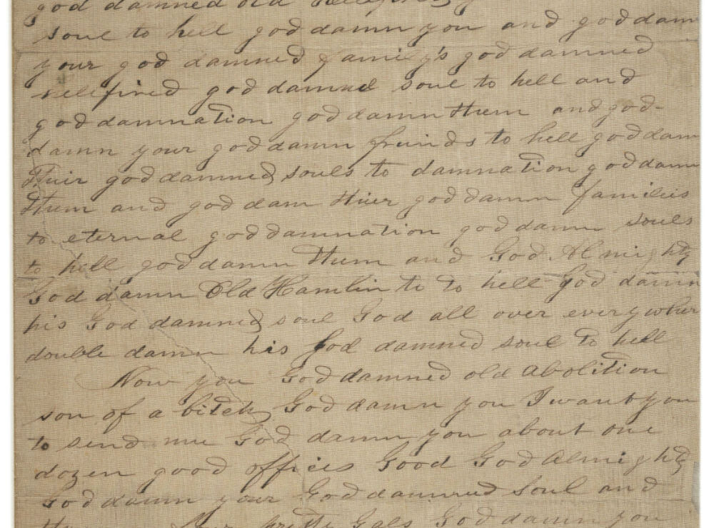 A handwritten letter dated November 13, 1864, discussing strong feelings toward President Lincoln and abolition.