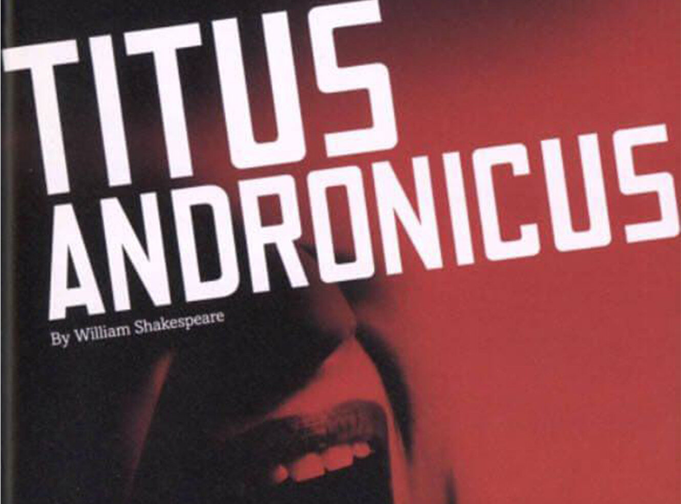 Cover of 'Titus Andronicus' by William Shakespeare with bold text and a dramatic red background