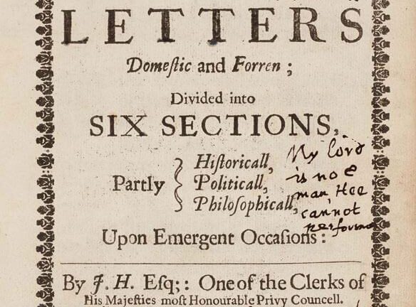 An old book cover titled 'Letters, Despair and Forms'. It has handwritten notes and scribbles