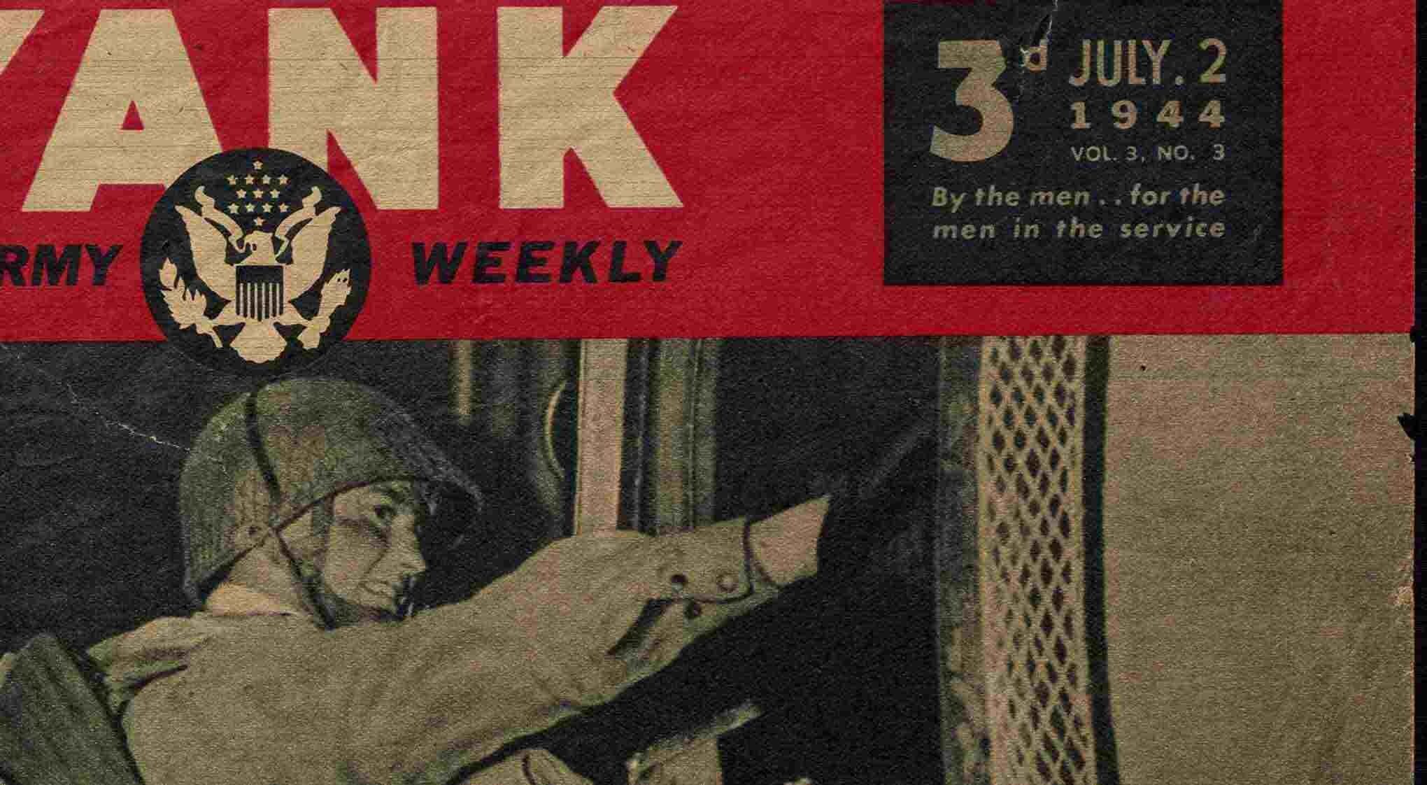 Cover of Yank Army Weekly, July 2, 1944, showing a soldier in a helmet.