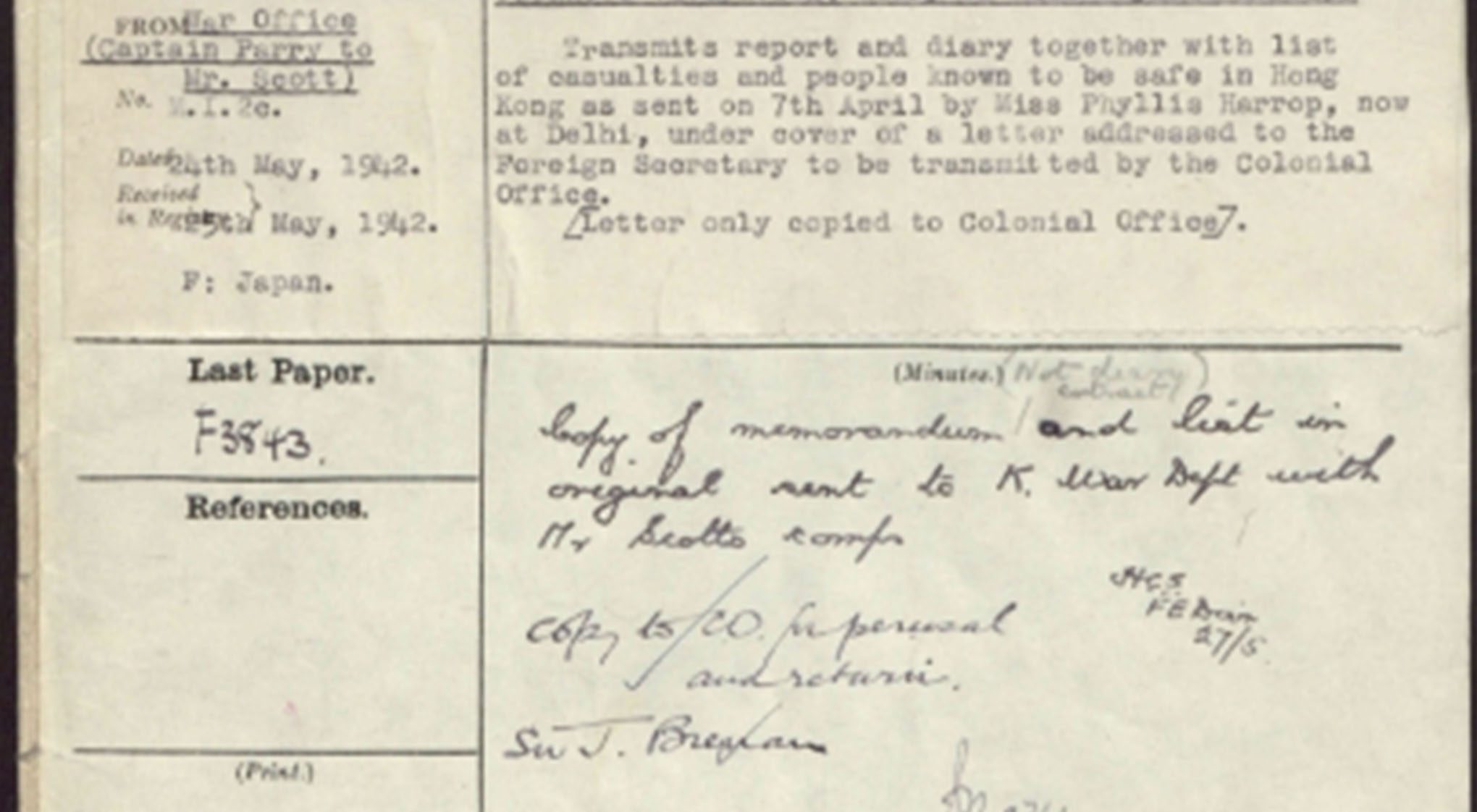 Foreign Office Files for Japan Document Masthead