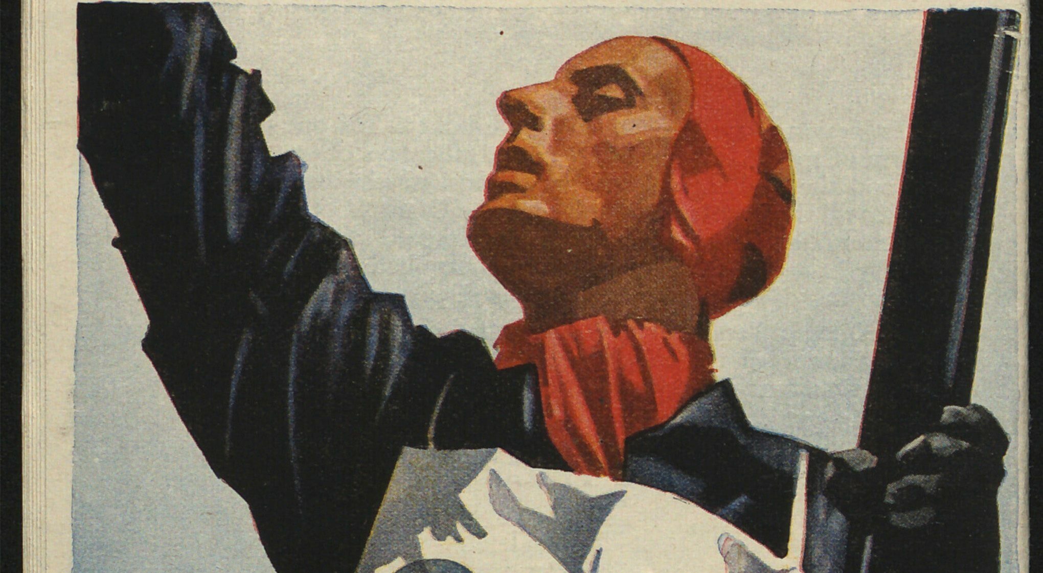 A vintage poster for the 1936 Winter Olympics in Germany, showing an Olympian with a flag.