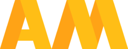 A yellow logo reading AM